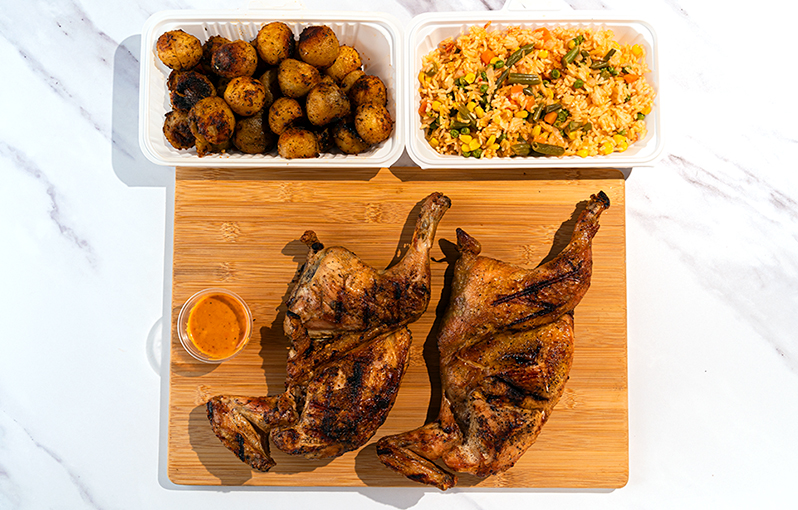 Rice, Chiken and Roasted Potatoes